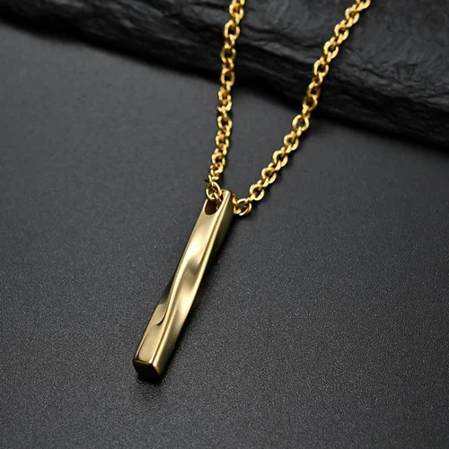 Vista 6 de Juego de 3 collares de cadena con colgante de barra en espiral de acero inoxidable para hombres y mujeres, negro, plateado, dorado, titanio, acero