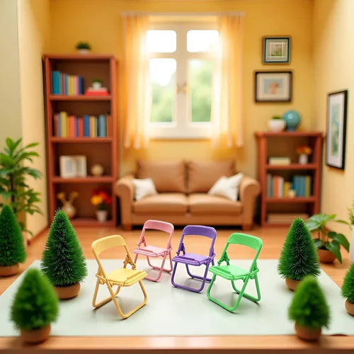 Vista 6 de Mini silla plegable de simulación, modelo de casa de muñecas, accesorios de silla plegable, casa de muñecas, accesorios de muebles de plástico