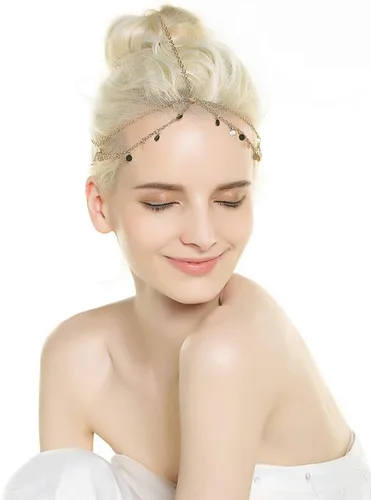 Vista 9 de Diademas para las mujeres, cadena para cabeza con lentejuelas, Aukmla Alloy