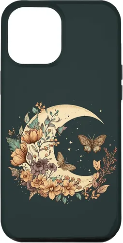 Vista 6 de Funda bohemia con diseño de luna creciente y mariposa para iPhone 15