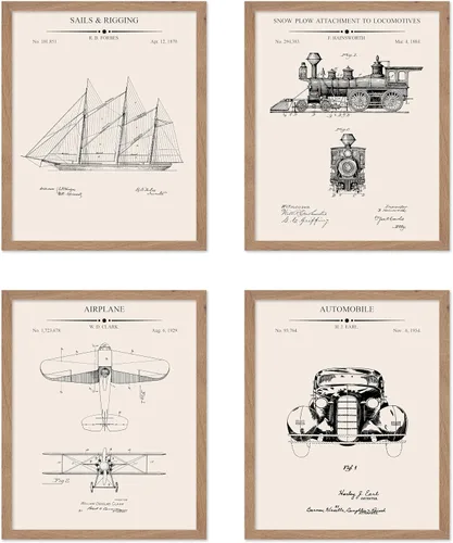 Vista 22 de Poster Master Juego de 6 Pósters Vintage de Planos de Aviación - Impresión de Patente de Avión - Arte de Aeronaves - Arte de Aviación - Arte