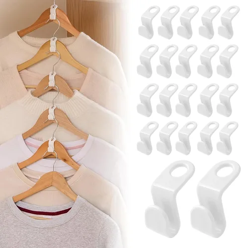 Vista 7 de Ganchos de conector de percha, 50 perchas que ahorran espacio para ropa, ganchos de conector de ropa, organizador de perchas ahorrador de espacio