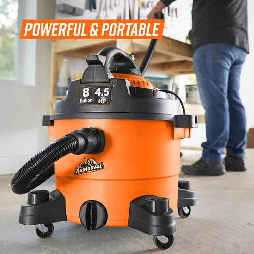 Vista 14 de Armor All VBV809 0901 - Aspiradora húmeda/seca de 8 galones y 4.5 HP con soplador desmontable, naranja