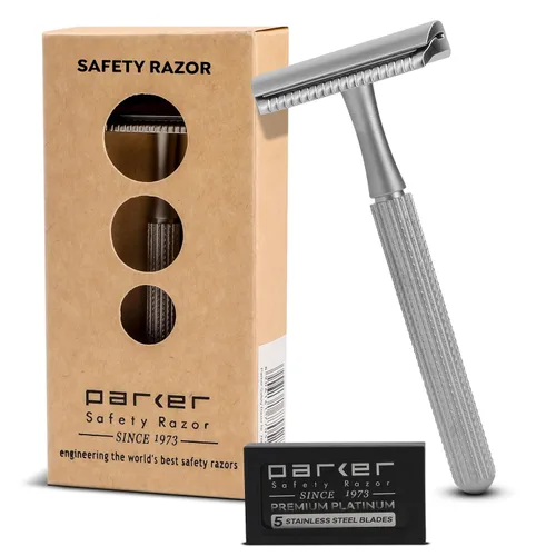 Vista 9 de Parker 78R - Maquinilla de afeitar de seguridad de doble filo con 5 cuchillas de afeitar de seguridad, para mujeres y hombres, reutilizable, sin