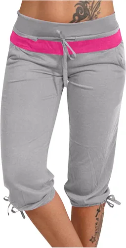 Vista 19 de Pantalones capri para mujer, estilo casual, de verano, elásticos, de cintura alta, pantalones de yoga, ajuste atlético, pantalones deportivos