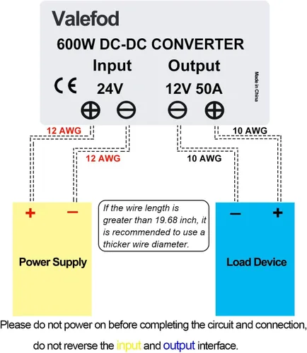 Vista 7 de Transformador de reducción de 24 V a 12 V CC, convertidor buck CC/CC de 50 A y 600 W, fuente de alimentación DIY