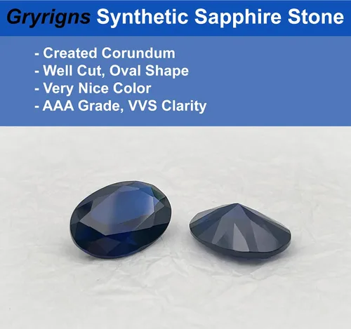 Vista 2 de Piedra preciosa de corindón de zafiro sintético suelto ovalado azul real con corte facetado 3A VVS (1.5 cts-13.5 quilates, 1 unidad)