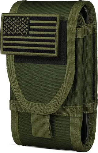 Vista 11 de Funda de teléfono de doble capacidad, bolsa táctica Molle para cinturón con parche de bandera para iPhone 17 Pro Max/16 Pro Max/16Pro/15ProMax/14