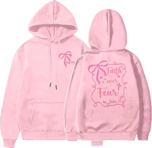Vista 22 de BANGELY Sudadera Fe Sobre el Miedo para Mujeres, Sudadera Cristiana con Gráfico, Dichos Religiosos Cristianos, Jersey de Biblia, Tops de Pullover