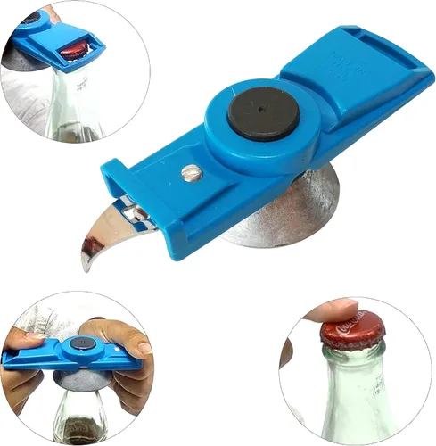 Vista 2 de Bruni - Abridor de botellas multifunción – Tapa de seguridad para medicamentos, abrebotellas fácil de usar para niños, manos débiles, ancianos