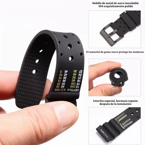Vista 4 de Correa de silicona suave de 0.787 in compatible con Citizen Hyper Aqualand Duplex Promaster para hombre, correa de reloj de buceo impermeable