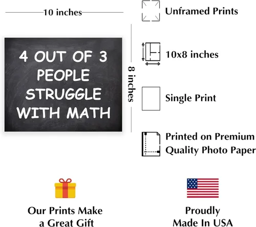 Vista 2 de People Struggle With Math Sarcastic Typography Wall Art Bar, 10x8 Unframed Right at home in the office or the classroom.