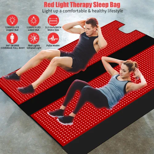 Vista 2 de Alfombrilla de terapia de luz roja para alivio del dolor corporal, almohadilla de terapia de luz roja 660nm y 850nm luz infrarroja cercana 2520 LED