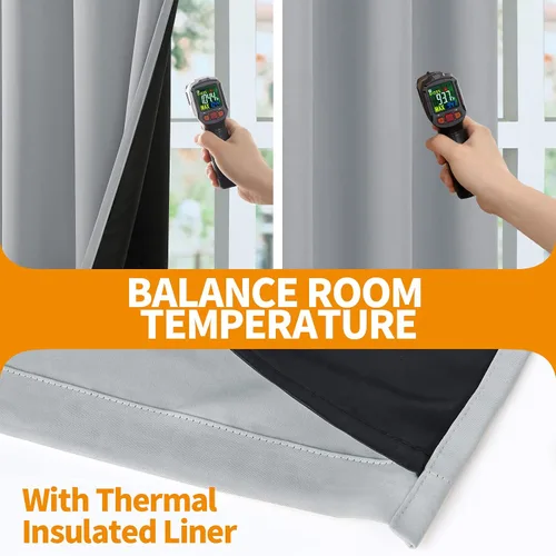 Vista 3 de YoungsTex Cortinas 100% opacas de 72 pulgadas de largo para dormitorio, cortinas opacas con aislamiento térmico y ojales, forro grueso y pesado