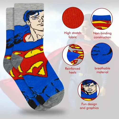 Vista 2 de DC Comics Calcetines para niños, paquete de 10 calcetines para niños, calcetines para niños pequeños con The Batman, Superman, Wonder Woman y Flash