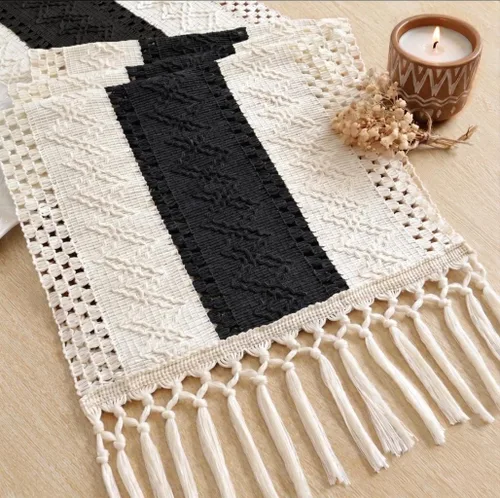 Vista 17 de FEXIA Camino de mesa bohemio para decoración del hogar, 12 x 72 pulgadas, decoración rústica de macramé Beige