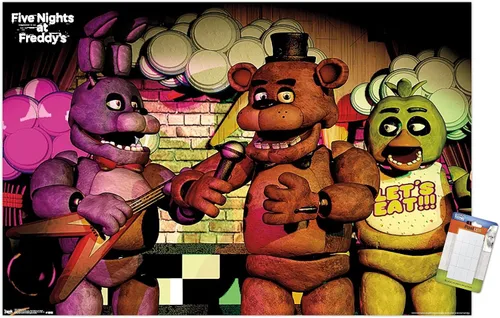 Vista 16 de Trends International Five Nights at Freddy's - Póster de pared de banda, 14.725 x 22.375 pulgadas, versión enmarcada de madera de granero