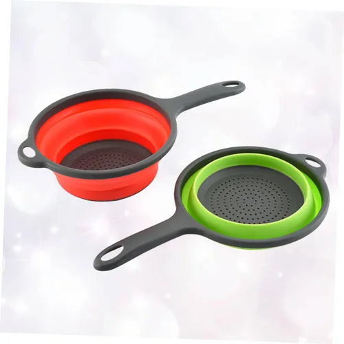 Vista 7 de NOLITOY Colador plegable de silicona con ranura para cuchara, filtros para nevera, colador de arroz, cuenco plegable para verduras, cesta de lavado