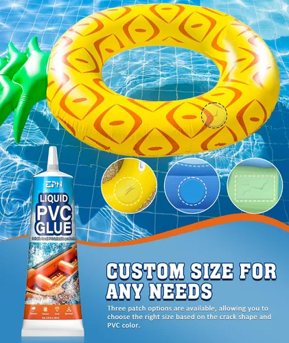 Vista 9 de Kit de parches para colchón de aire EPN, kit de reparación de forro de piscina de vinilo impermeable para inflables, colchón de aire, anillo