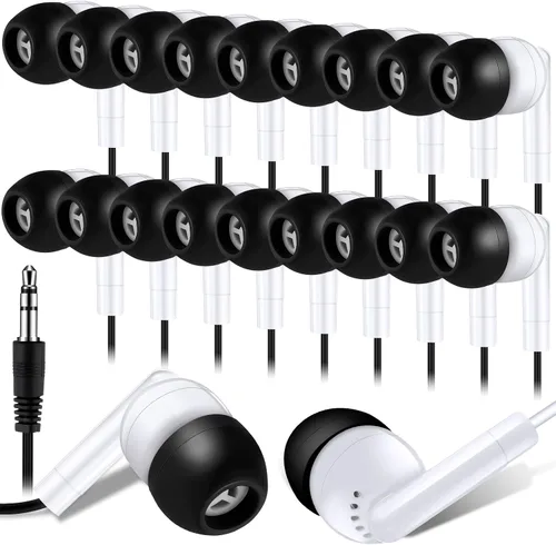 Vista 15 de Kanayu Paquete de 50 auriculares con cable a granel para aulas, auriculares básicos para estudiantes, sin micrófono, con conector de 0.138 in