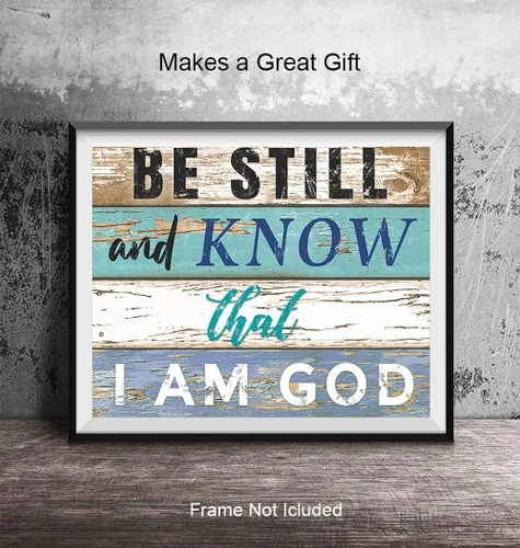Vista 4 de Be Still and Know That I Am God - Versículo de la Biblia, arte de pared devocional diario - Decoración de pared de escritura religiosa - Regalo
