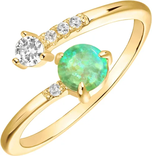 Vista 16 de PAVOI 14K Gold Plated Adjustable Created Opal Rings - Stacking Rings for Women