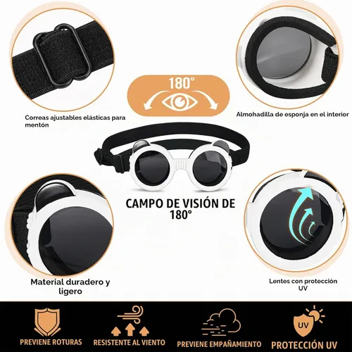 Vista 4 de SlowTon Juego de casco y gafas de sol, sombrero y gafas de sol para perro 1.Negro