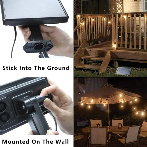 Vista 6 de SUNTHIN - Cadena de luces solares de 24 pies, luces solares recargables por USB para exteriores con bombillas LED impermeables e inastillables