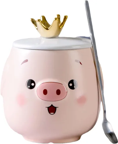 Vista 19 de Taza de globo de aire caliente con tapa, cuchara para niños, taza de leche de dibujos animados, taza 3D, taza de café de cerámica, taza de té
