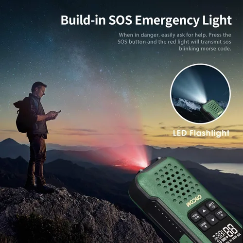 Vista 6 de GOCOM G9 Walkie Talkie impermeable para adultos de largo alcance, radio flotante portátil de dos vías, alerta meteorológica NOAA, SOS, linterna
