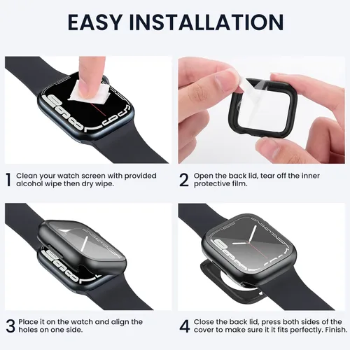 Vista 7 de Tensea - Funda protectora de pantalla impermeable para Apple Watch (2 en 1) para Apple Watch Serie SE 6, 5, 4, accesorios de 40 mm, iWatch protector