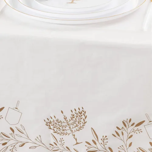 Vista 3 de EcoQuality Mantel desechable de Hanukkah – Suministros para fiestas temáticas de Janucá – Mantel rectangular de plástico para festivales, 54 x 108