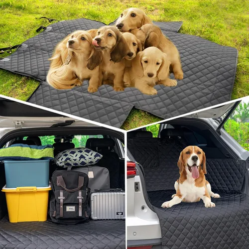 Vista 7 de Forro de carga para SUV para perros, funda de asiento de automóvil para mascotas, cubierta de carga impermeable, tapete para asiento de perro