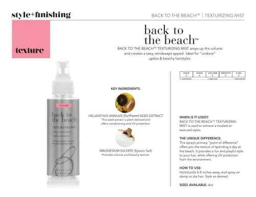Vista 2 de Brocato Back to the Beach - Espuma, textura y volumen de cabello, 4 onzas. Spray de peinado para mujer, para olas de playa y un aspecto barrido