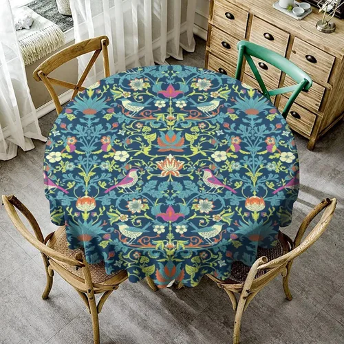Vista 20 de Mantel Floral Retro de Pájaros, Diseño Original Bohemio William Morris Estampado Cubierta de Mesa para Hogar Picnic Fiesta Comedor Cocina William