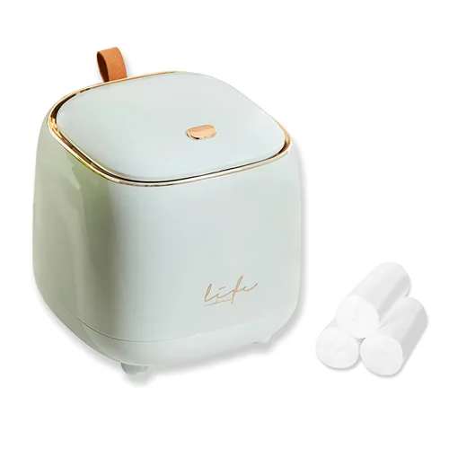Vista 7 de Mini bote de basura para encimera con 3 rollos de bolsas de basura, bote de basura con tapa tipo prensa, papelera de escritorio aplicable para Verde
