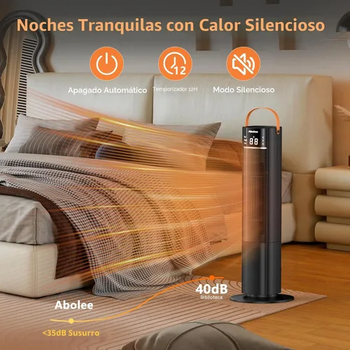 Vista 5 de Calentadores espaciales para uso en interiores, calentador eléctrico de 26 pulgadas y 12 pies/s con control remoto, calentadores eléctricos de 1500