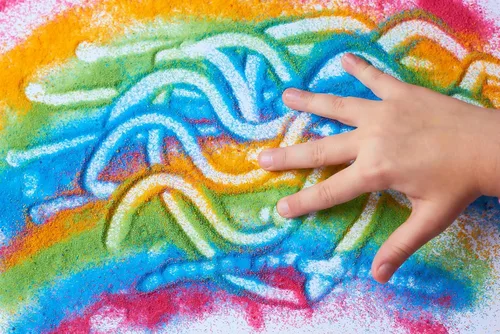 Vista 7 de Sandtastik Blue Sand Caja de 10 libras, brillante y brillante, sin sílice, colores vibrantes, arena, sensorial, terrario, modelo, paisaje, joyería
