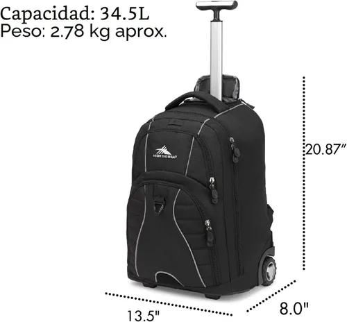 Vista 3 de High Sierra Freewheel Mochila con ruedas para laptop, Negro, Tamaño único