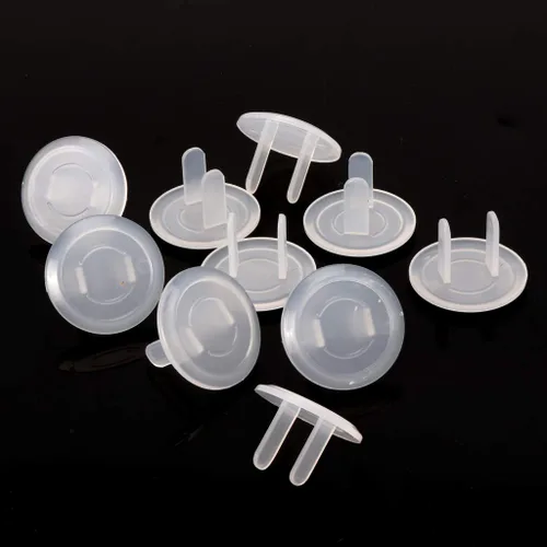 Vista 6 de 10 unids EE.UU. Niños Seguridad Eléctrica Toma De Enchufe Cubierta Del Bebé Anti Choque Eléctrico Protector Socket Cubierta Placa Plata