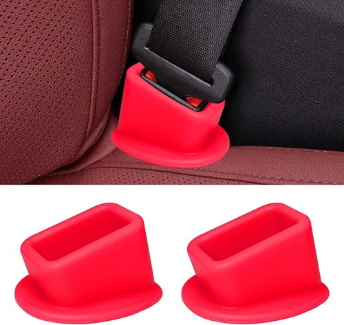 Vista 7 de 2 piezas de soporte para hebilla de cinturón de seguridad, hebilla de cinturón de seguridad trasera de silicona para automóvil con refuerzo para un