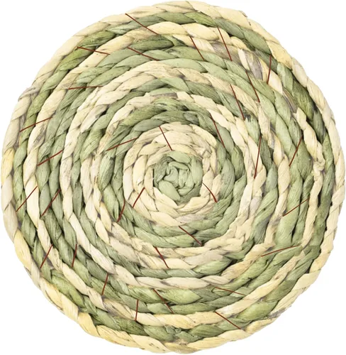 Vista 2 de SunGrow Tapete redondo de hierba de conejo, juguete masticable para conejillos de indias y hámsters, ropa de cama para animales pequeños, escondite