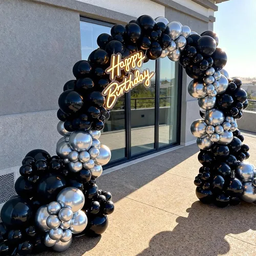 Vista 5 de 100 globos negros pequeños de 5 pulgadas, kit de mini globos negros de 5 pulgadas para Halloween, aniversario, cumpleaños, Año Nuevo, decoraciones