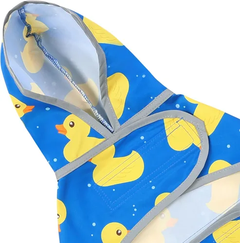 Vista 7 de Impermeable para perros pequeños y cachorros, chaqueta impermeable con capucha con tiras reflectantes, agujero para la correa y poncho de ajuste