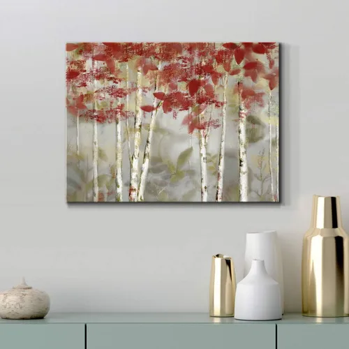 Vista 5 de Renditions Gallery Arte de pared de bosque otoñal, decoración de lienzo premium envuelto en galería, listo para colgar, 12L x 8A, impresión hecha