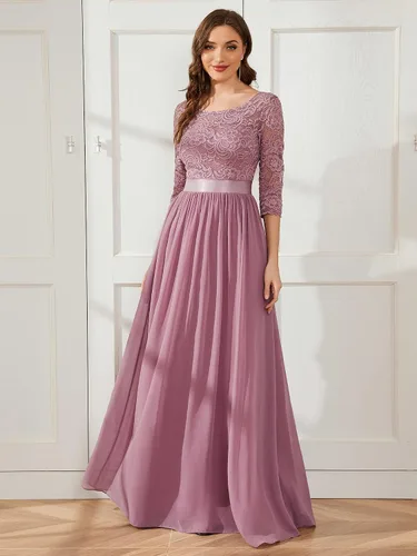 Vista 4 de Ever-Pretty 07412 - Vestido elegante largo, con mangas 34 y cintura imperio para dama de honor