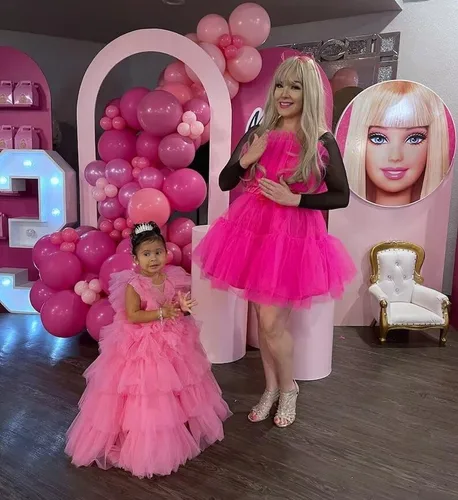 Vista 4 de Vestido de tul para niña de flores para boda, vestido de desfile para niños, vestido largo hinchado para fiesta de graduación