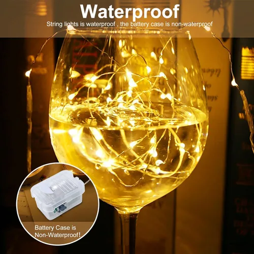 Vista 5 de AIKEI Paquete de 12 luces LED de hadas que funcionan con pilas, guirnaldas de luces impermeables de 7 pies, 20 luces LED de luciérnagas estrelladas