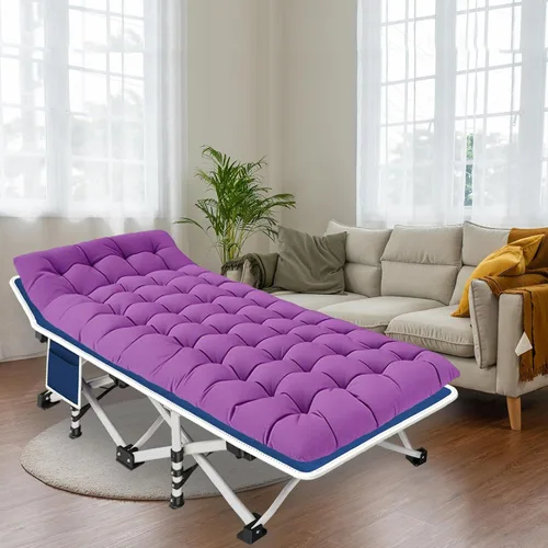 Vista 2 de Cuna de Camping con Colchón Cómodo Camas para Dormir Fácil de Montar Cama de Camping Resistente Cama Plegable Cama de Huésped con Bolsa de Transporte