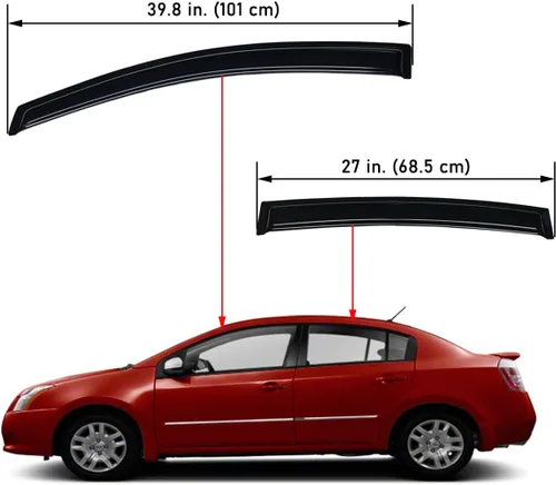 Vista 2 de Lightronic Visera de ventana de ventilación automática de montaje exterior extraduradera, se adapta a Nissan Sentra 2007-2012, protección UV